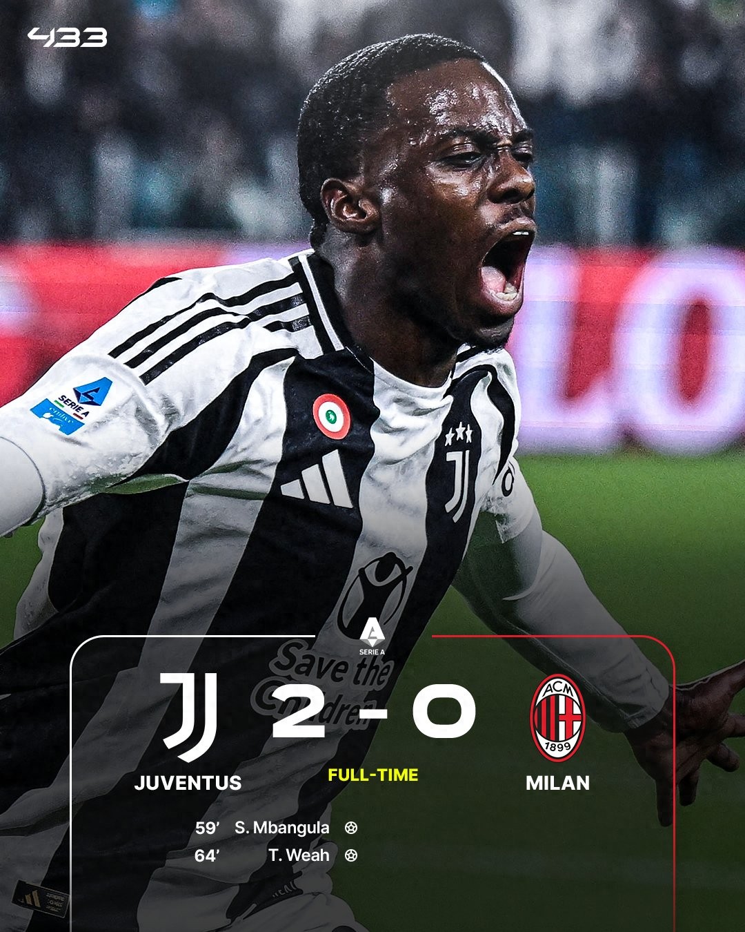 尤文图斯2-0战胜AC米兰,取得联赛四连胜 尤文图斯2-0战胜AC米兰,取得联赛四连胜